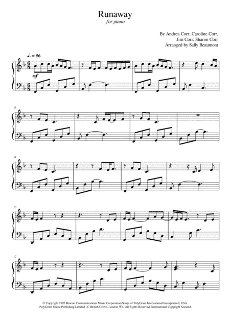 Runaway (arr. Sally Beaumont)