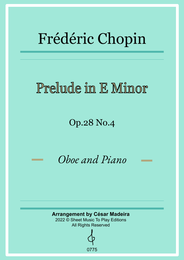 Prelude in E minor by Chopin - Oboe and Piano (Full Score and Parts) (arr. César Madeira)