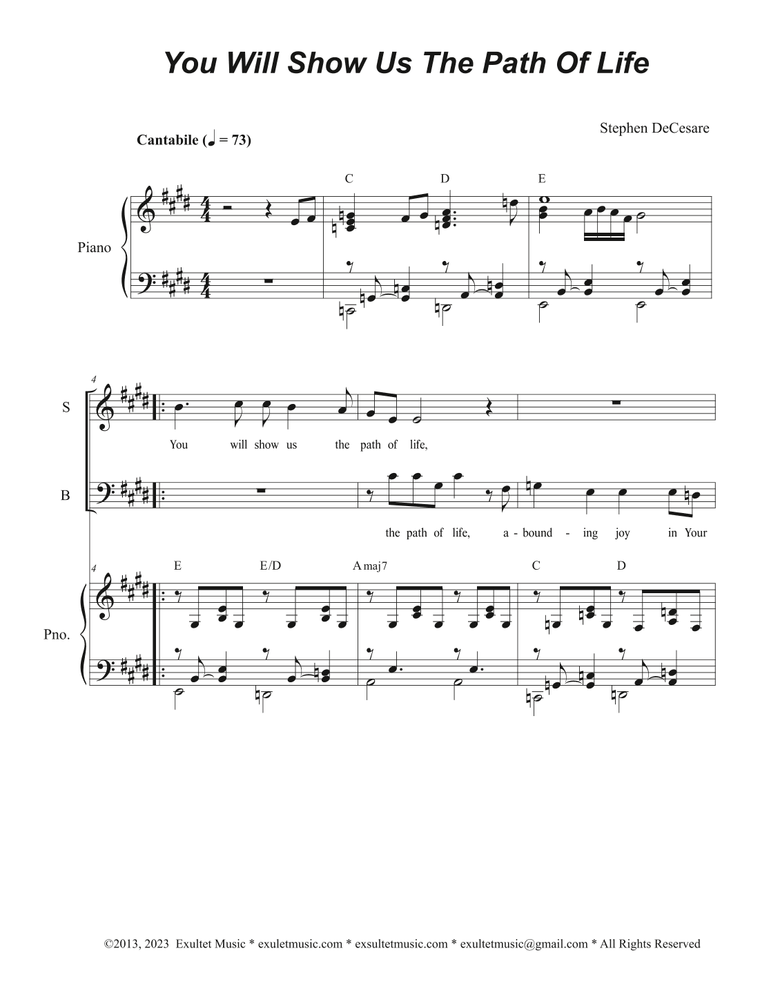 You Will Show Us The Path Of Life (SAB)