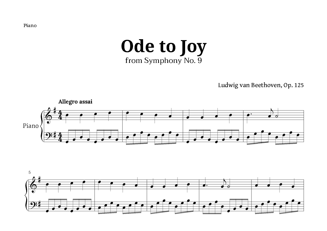 Ode to Joy by Beethoven for Piano (arr. Langanho)