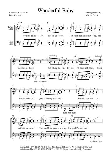 Wonderful Baby (arr. Marcia Davis)