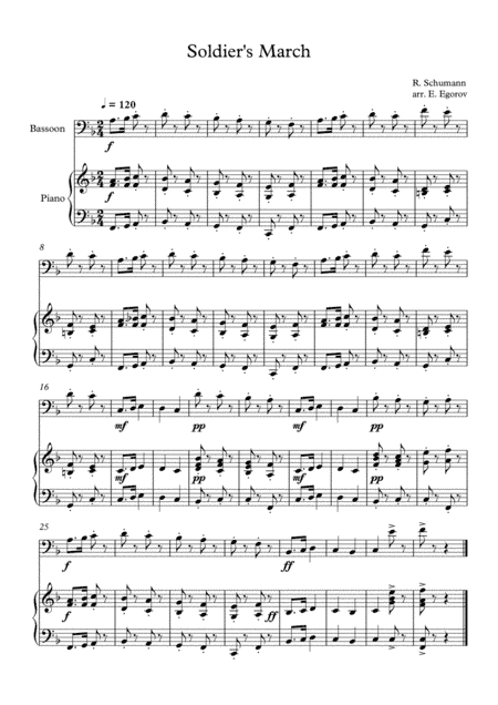Soldier's March, Robert Schumann, For Bassoon & Piano (arr. Eugene Egorov)