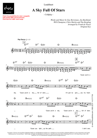 A Sky Full Of Stars (arr. Frank de Vreeze)