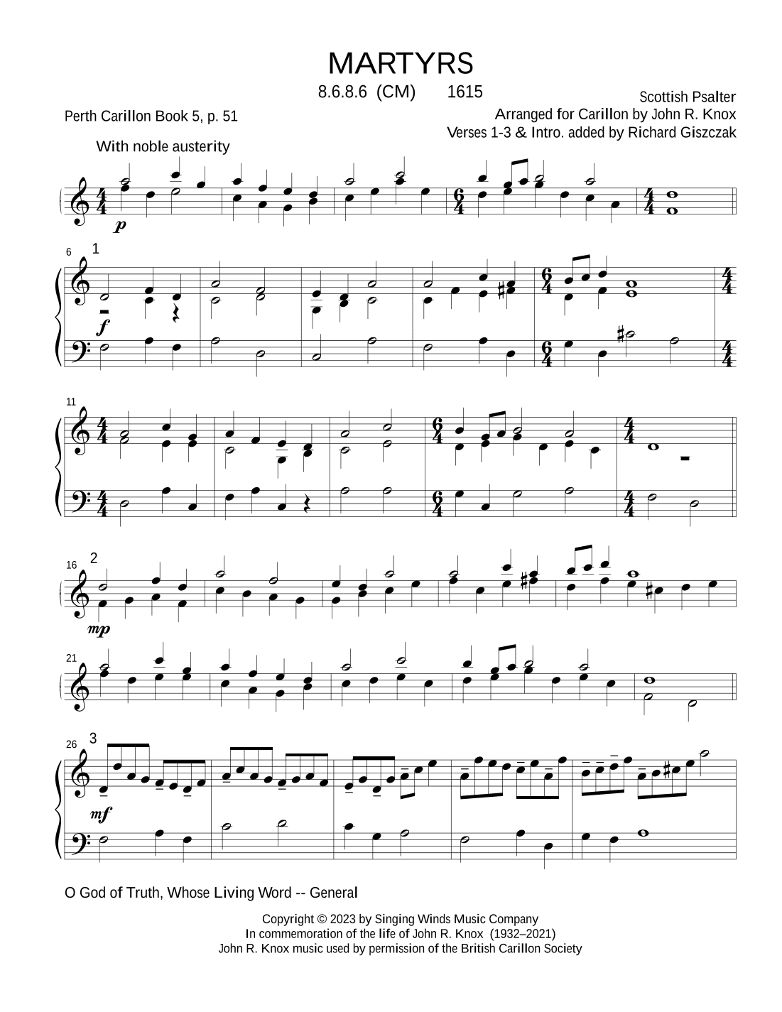 MARTYRS (arr. John R. Knox & Richard Giszczak)
