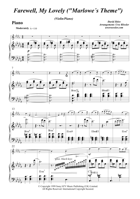 Farewell My Lovely (arr. Uwe Roessler Rössler Rassler)