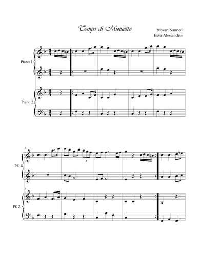Tempo di Minuetto. Piano 4 hands (arr. Ester Alessandrini)