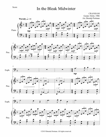 In the Bleak Midwinter (euphonium/piano), arr. Brenda Portman (arr. Brenda Portman)