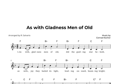 As with Gladness Men of Old (Key of F Major) (arr. R. Salvario)