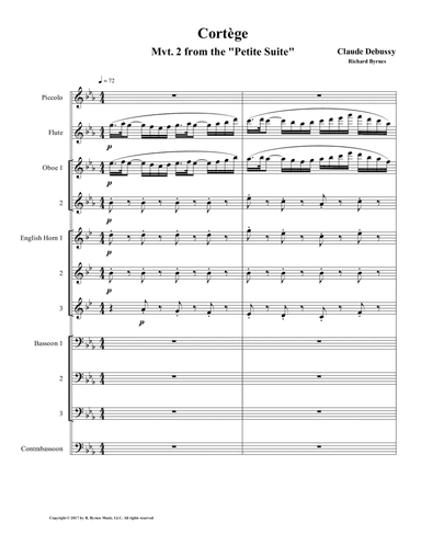 Cortège (Mvt. 2 from Debussy's Petite Suite for Double Reed Nonet + Piccolo, Flute (arr. Richard Byrnes)