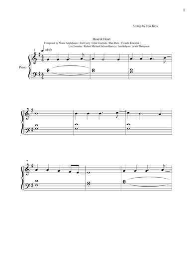 Head & Heart - Joel Corry - Easy Piano version by Cool Keys (arr. Cool Keys)