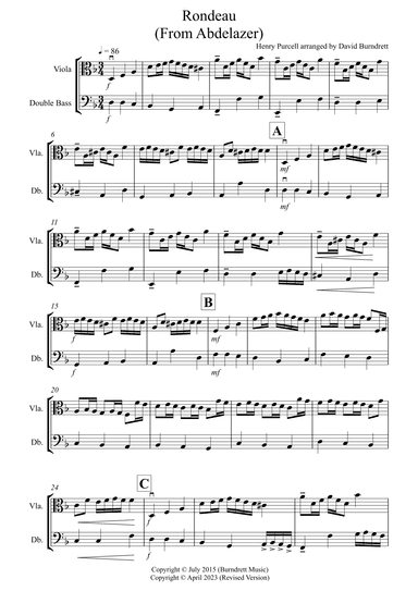 Rondeau (from Abdelazer) for Viola and Double Bass (arr. David Burndrett)