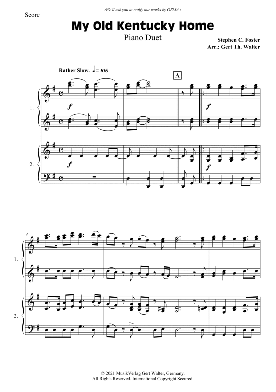 My Old Kentucky Home (arr. Gert Th. Walter)