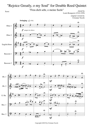 "Rejoice Greatly, o my Soul" for Double Reed Quintet