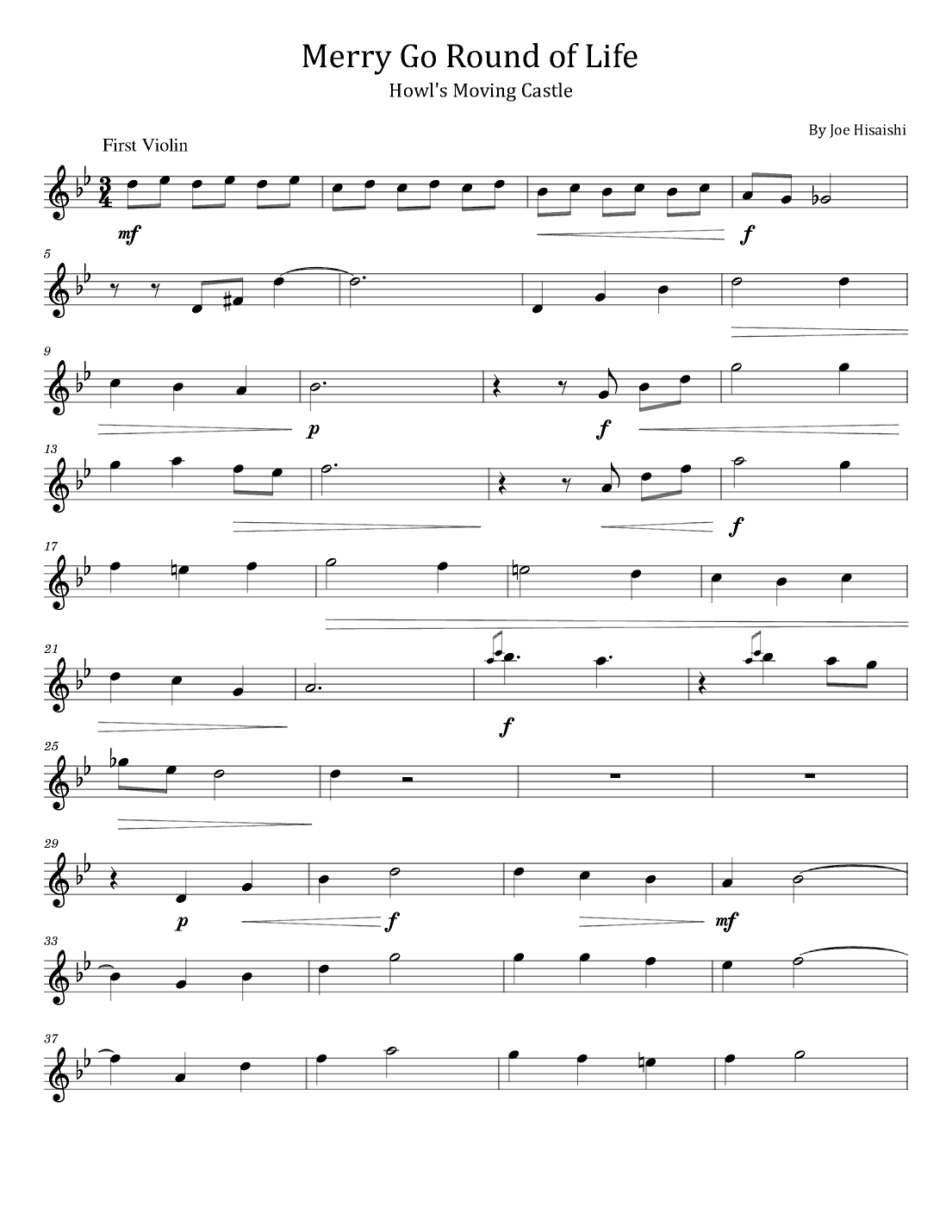 Merry-go-round Of Life (arr. poon)