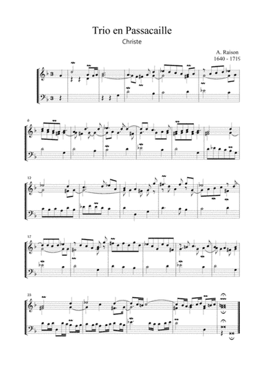 TRIO IN PASSACAGLIA - Raison - For Organ 2 staff (arr. Marcello Meneguzzo)