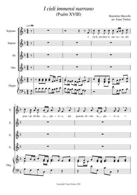 I cieli immensi narrano (Psalm XVIII.) for SSAA and keyboard instrument (arr. Ivana Tuskan)