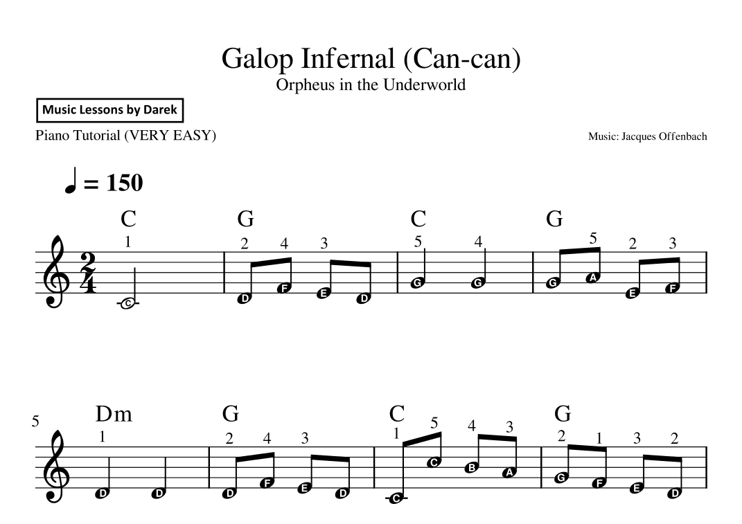 Galop Infernal (Can-can) (VERY EASY PIANO) Orpheus in the Underworld [Jacques Offenbach] (arr. Darek)