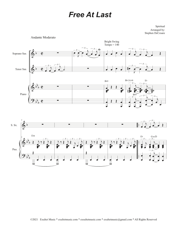 Free At Last (Duet for Soprano and Tenor Saxophone) (arr. Stephen DeCesare)