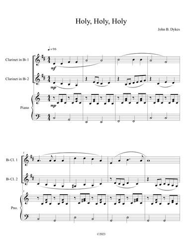 Holy, Holy, Holy (Clarinet Duet with Piano Accompaniment) (arr. B. C. Dockery)