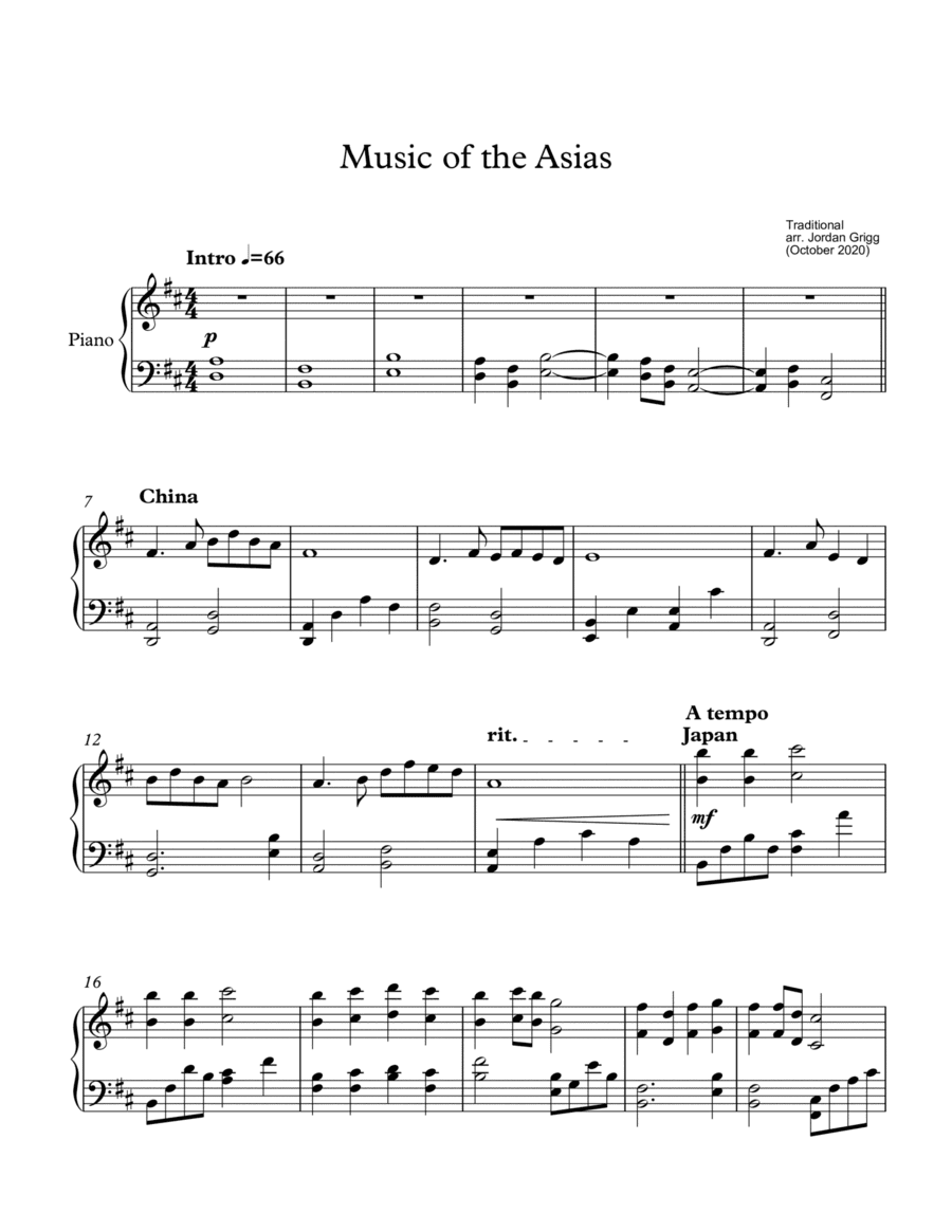 Music of Asia (pno) (arr. Jordan Grigg)