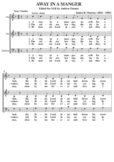 Away In A Manger (Mueller) A Cappella SAB (arr. Andrew Emmet)