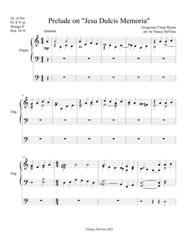 Prelude on "Jesu Dulcis Memoria" (arr. Nancy DeVries)