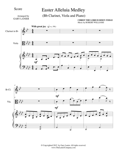 EASTER ALLELUIA MEDLEY (Trio – Bb Clarinet, Viola/Piano) Score and Parts (arr. Gary Lanier)