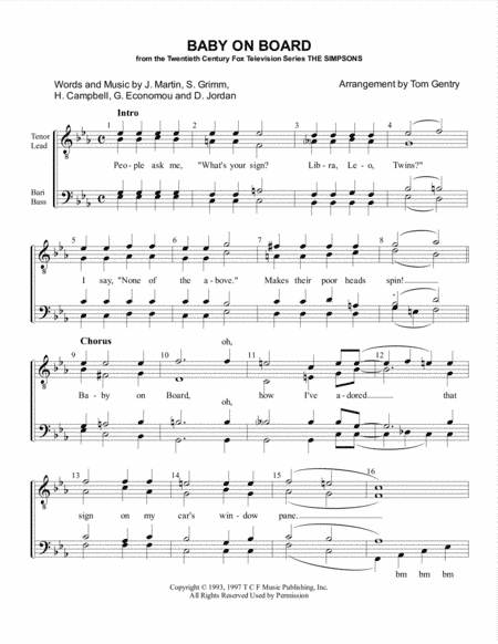 Baby On Board (arr. Tom Gentry)
