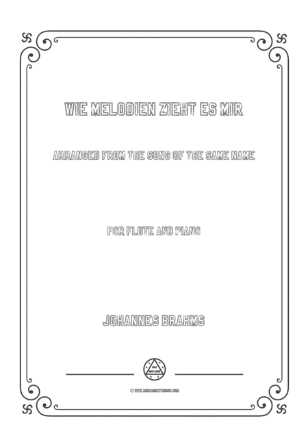 Brahms-Wie melodien zieht es mir,for Flute and Piano (arr. MSM)