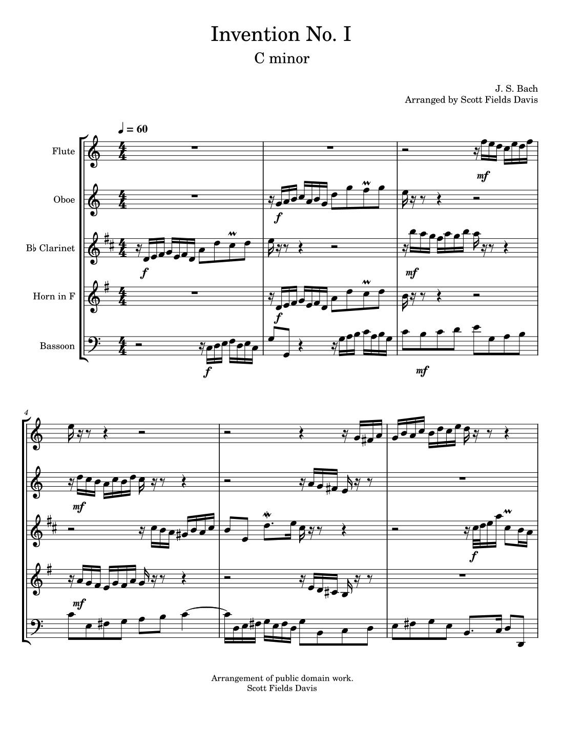 Bach Invention No. 1 for Woodwind quintet (arr. Scott Fields Davis)