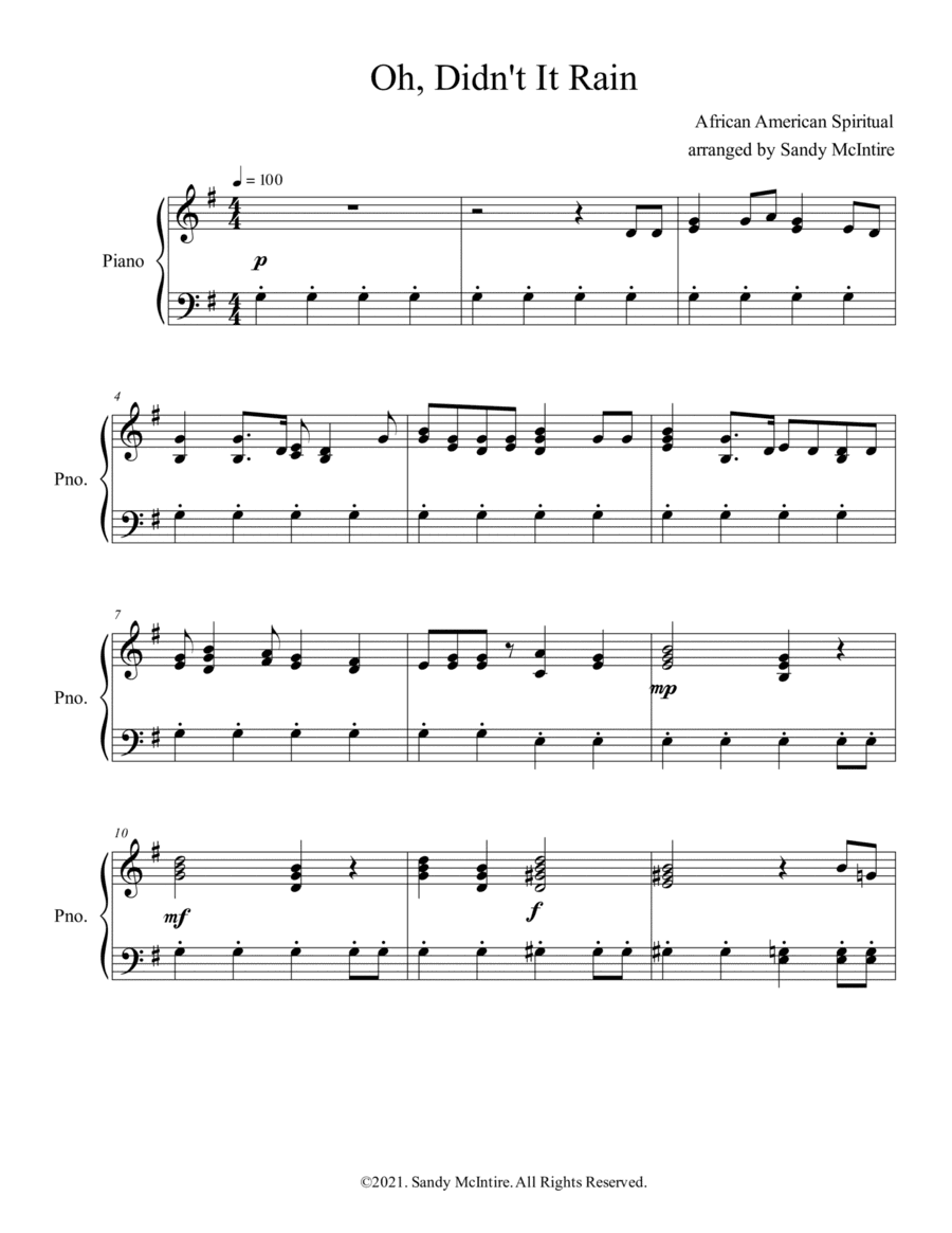 Oh, Didn't It Rain (arr. Sandy McIntire)