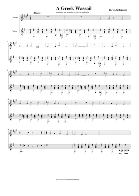 Greek Wassail for clarinet and guitar