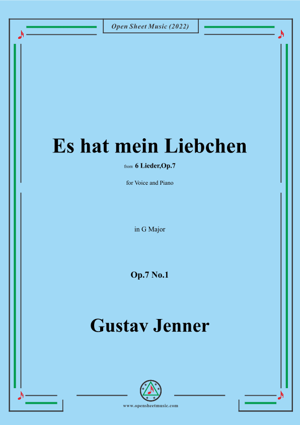 Jenner-Es hat mein Liebchen,in G Major,Op.7 No.1 (arr. OSM Press)