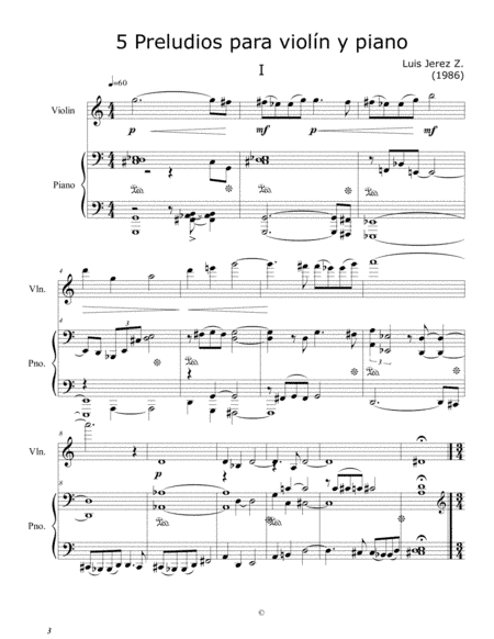 5 Preludes for  violin and piano