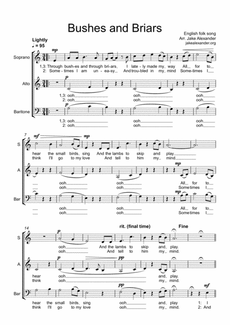 Bushes and Briars - SABar a cappella (arr. Jake Alexander)
