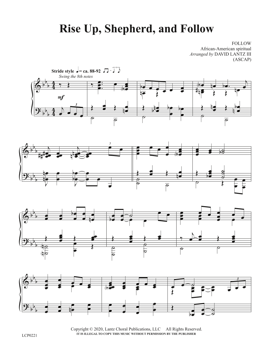 Rise Up, Shepherd, and Follow (arr. David Lantz III)