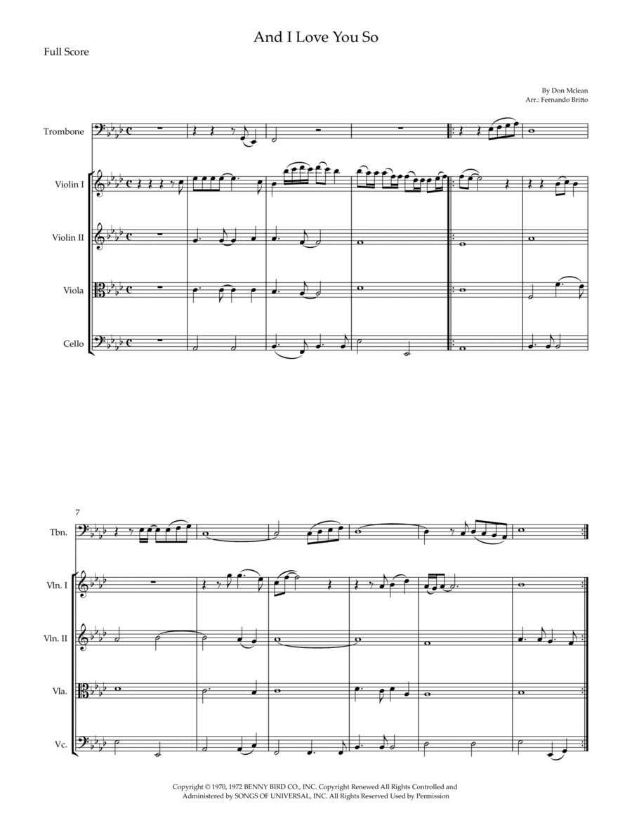 And I Love You So (arr. Fernando Britto)