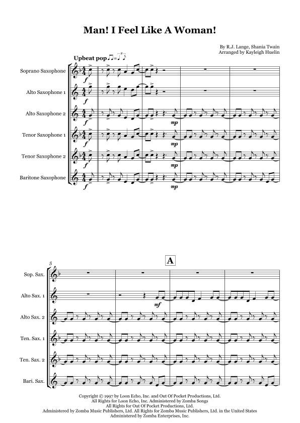 Man! I Feel Like A Woman! (arr. Kayleigh Huelin)