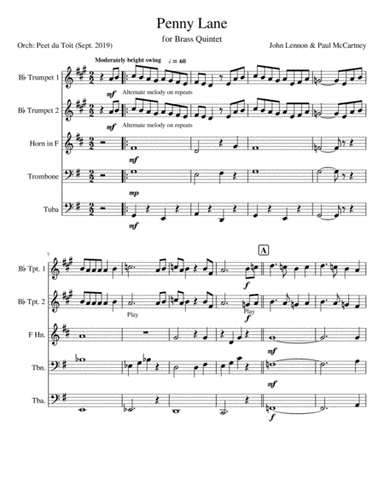 Penny Lane (arr. Peet du Toit)