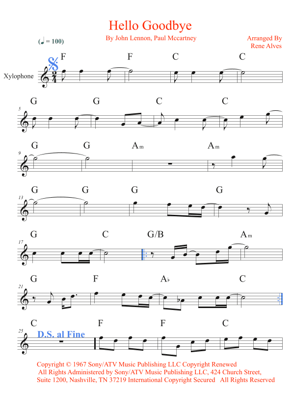 Hello, Goodbye (arr. Rene Alves)