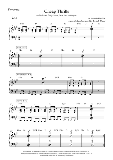 Cheap Thrills (feat. Sean Paul) (arr. Joeri de Graaf)