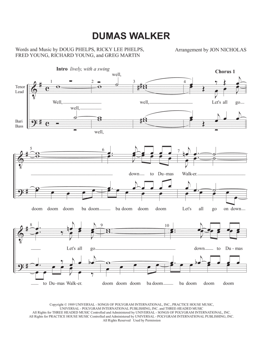 Dumas Walker (arr. Jon Nicholas)