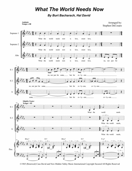What The World Needs Now Is Love (arr. Stephen DeCesare)