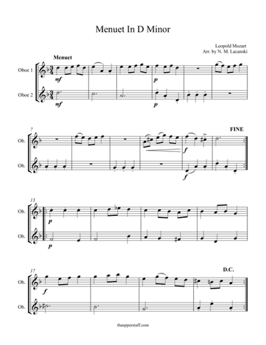 Menuet in D Minor (arr. Nick Lacanski)