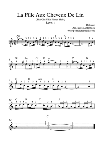 La File Aux Cheveux De Lin (arr. Pedro Lutterbach)