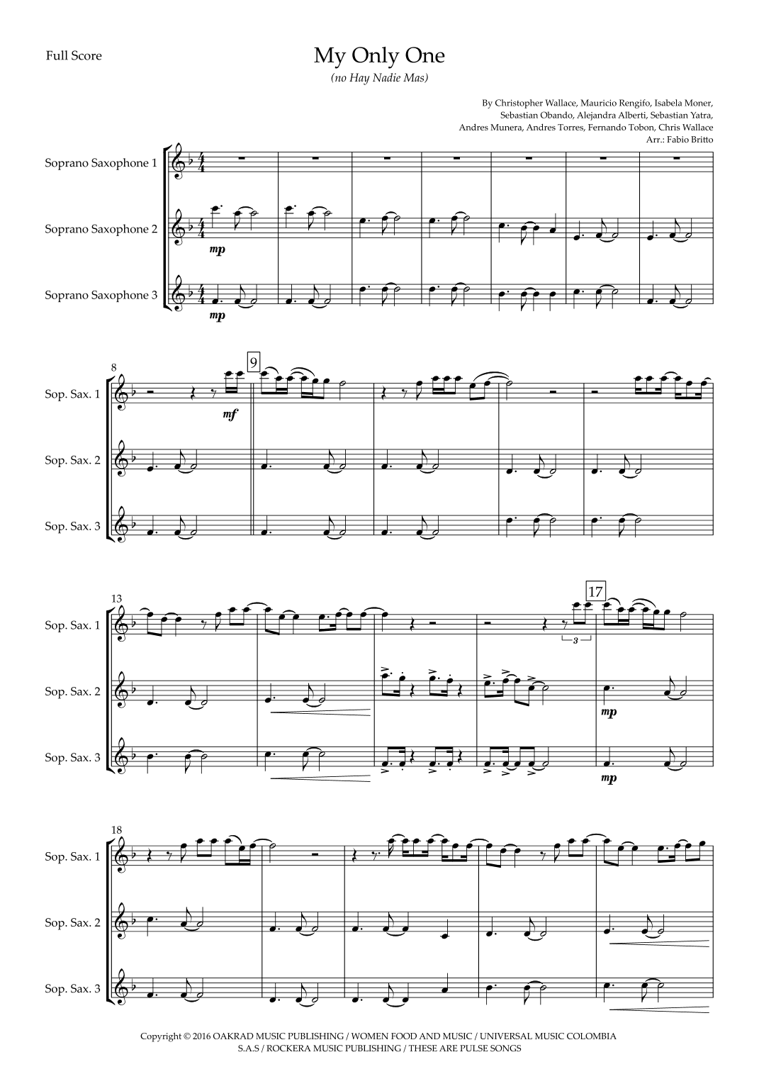 My Only One (no Hay Nadie Mas) (arr. Ottirb Sage)