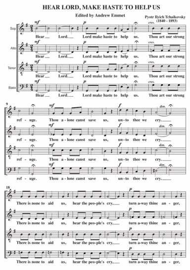 Hear Lord, Make Haste To Help Us A Cappella SATB (arr. Edited by Andrew Emmet)