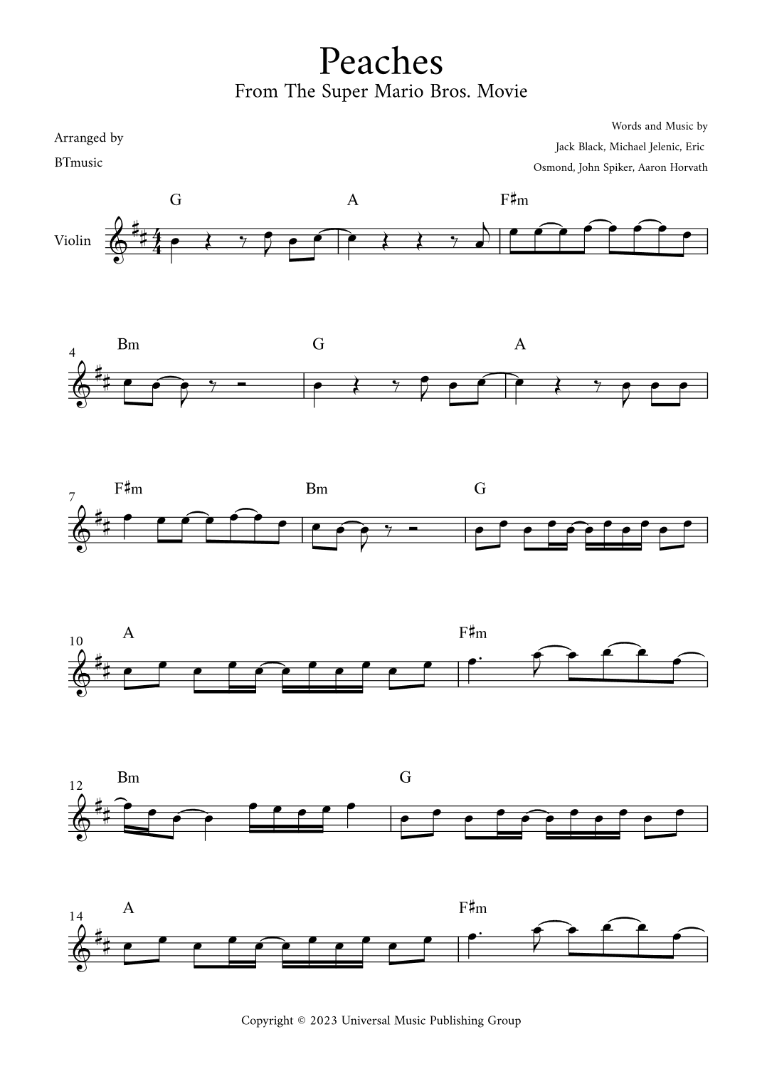 Peaches (arr. BTmusic)