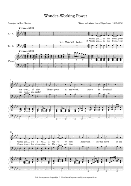 Wonder-Working Power (arr. Ben Clapton)