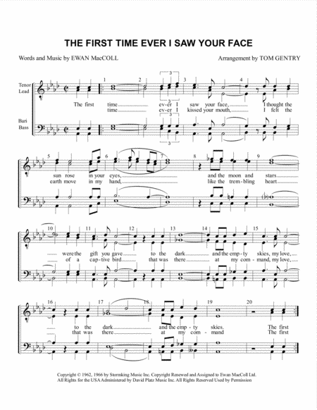The First Time Ever I Saw Your Face (arr. Tom Gentry)